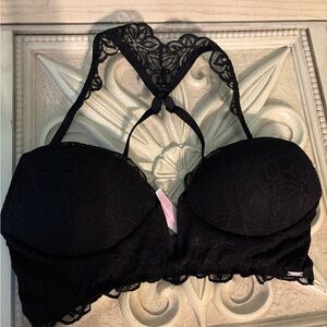 PINK Victoria’s Secret Black Lace Push Up Bra
